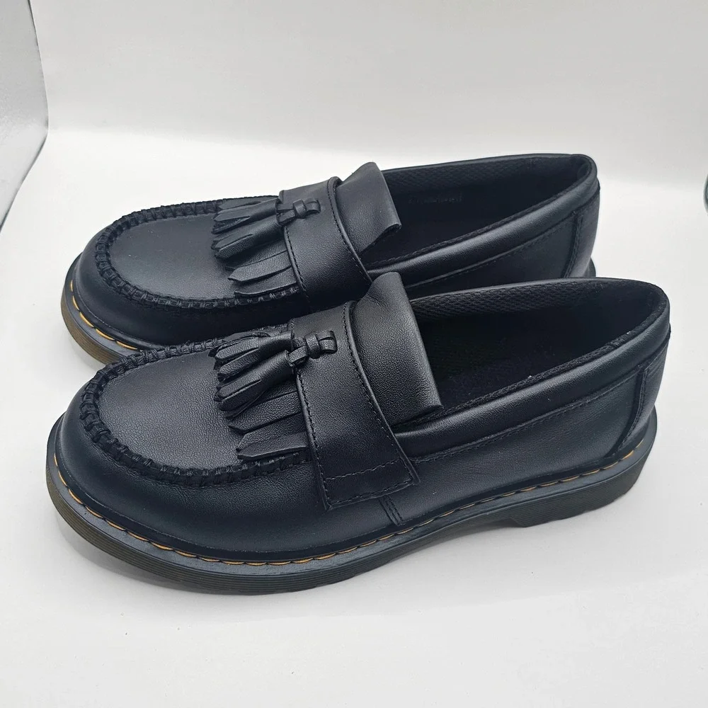 Dr Martens Adrian J Black Leather Tassel Loafers Unisex Kids US 4M 5L EU 36